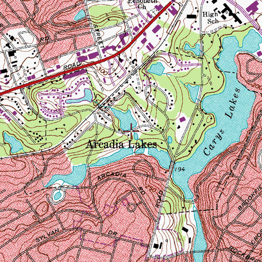 Topographic Map of Arcadia Woods Lake Dam, SC