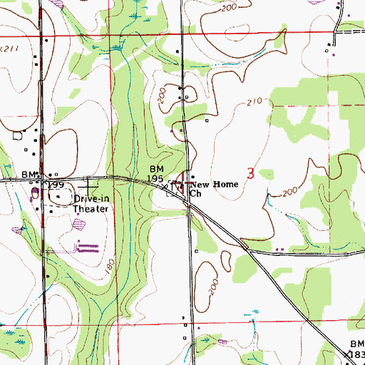 Topographic Map of New Home Church, AL