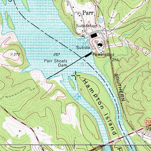 Topographic Map of Parr Shoals Dam, SC