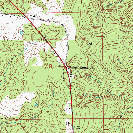 Topographic Map of New Home Church, AL
