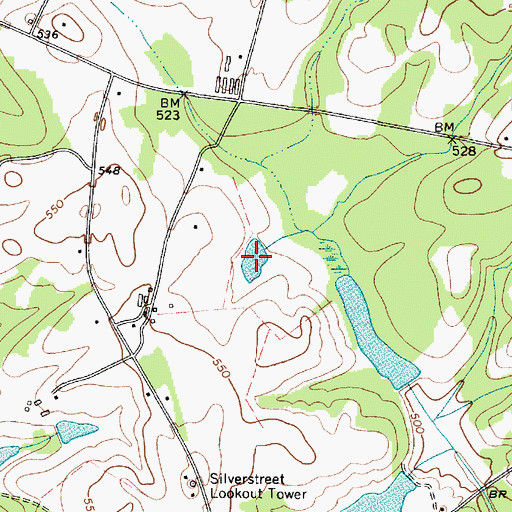 Topographic Map of Sandhill Farms Pond, SC