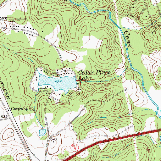 Topographic Map of Cedar Pines Lake D-1761 Dam, SC