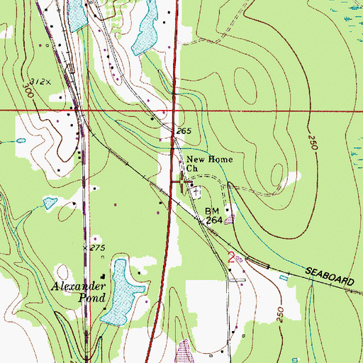 Topographic Map of New Home Church, AL