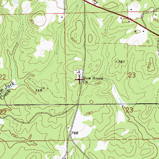 Topographic Map of New Home Church, AL