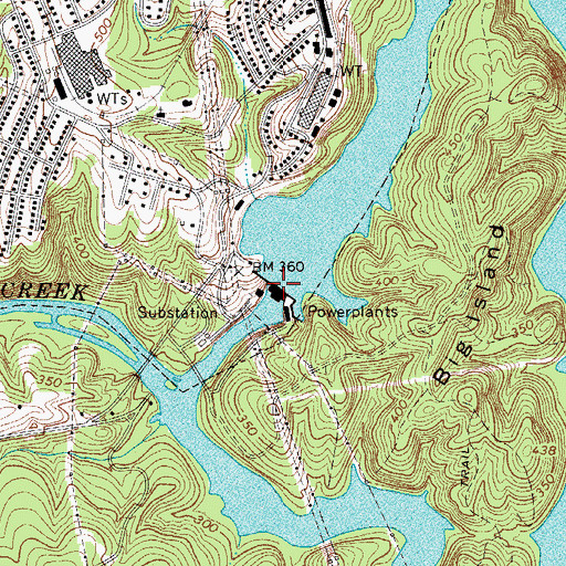 Topographic Map of Dearborn-Great Falls Dam, SC