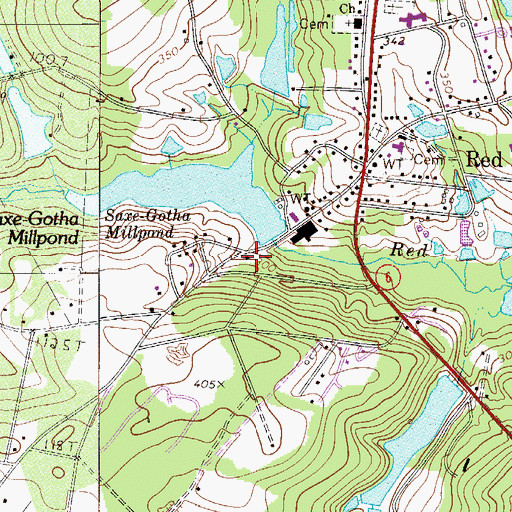 Topographic Map of Red Bank Mill Pond, SC