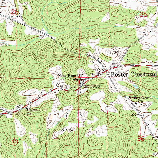 Topographic Map of New Home Church, AL