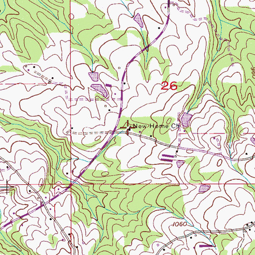 Topographic Map of New Home Church, AL