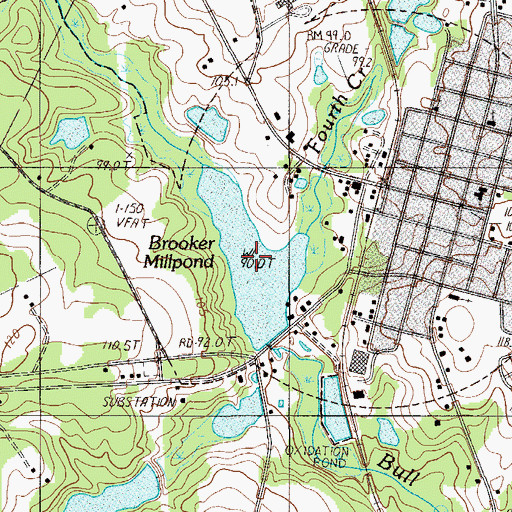 Topographic Map of Brooker Millpond, SC