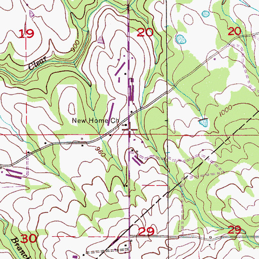 Topographic Map of New Home Church, AL