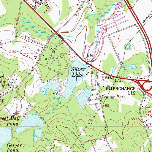 Topographic Map of Silver Lake, SC
