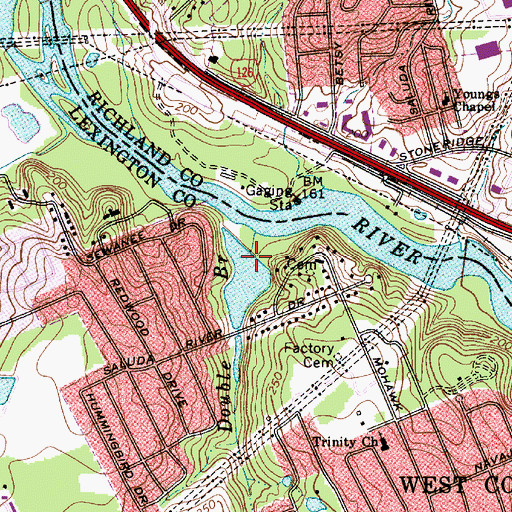 Topographic Map of South Carolina Noname 32043 D-0984 Dam, SC