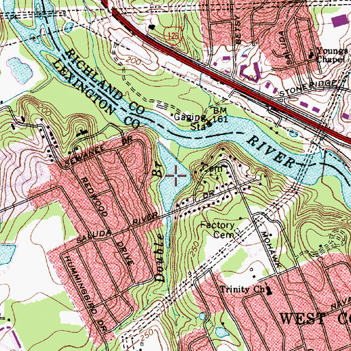 Topographic Map of Saluda Terrace Gardens Pond, SC