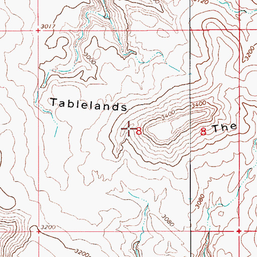 Topographic Map of The Tablelands, AZ