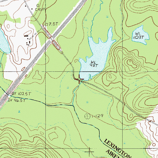 Topographic Map of South Carolina Noname 32062 D-1002 Dam, SC