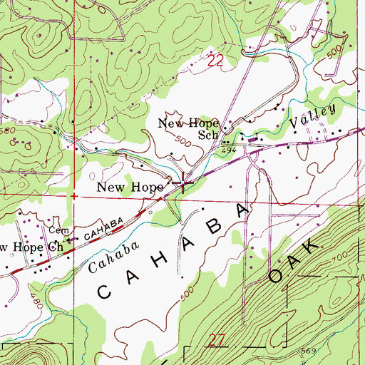 Topographic Map of New Hope, AL