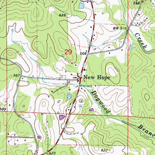 Topographic Map of New Hope, AL