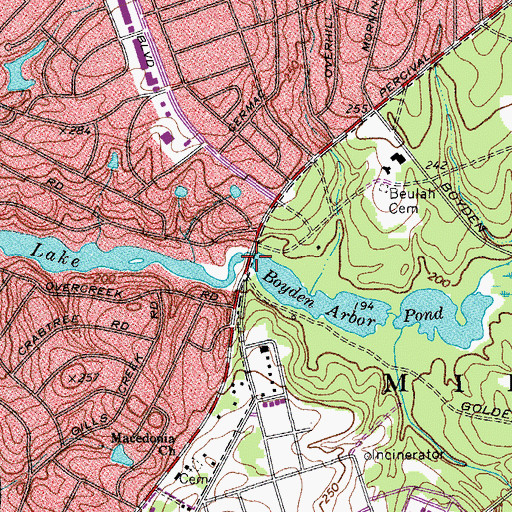 Topographic Map of Boyden Arbor Dam - Fort Jackson, SC