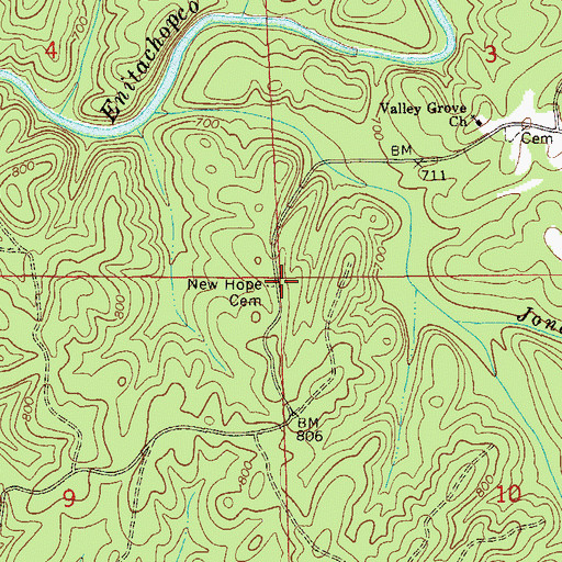 Topographic Map of New Hope Cemetery, AL