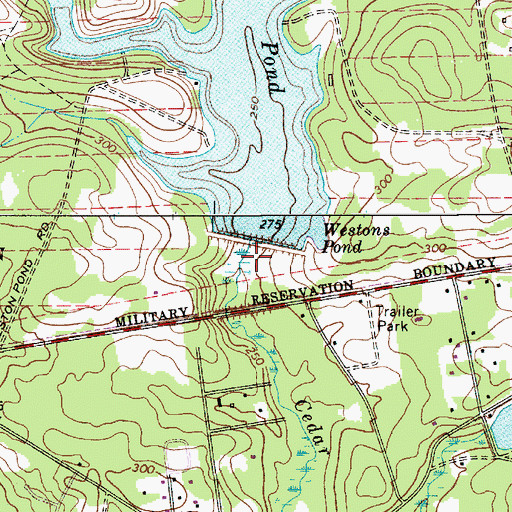 Topographic Map of Weston Lake Dam - Fort Jackson, SC