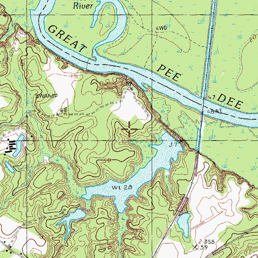 Topographic Map of South Carolina Noname 21010 D-3564 Dam, SC