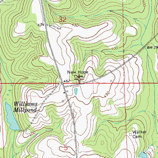 Topographic Map of New Hope Cemetery, AL