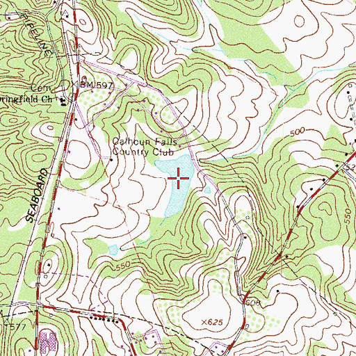 Topographic Map of Calhoun Falls Country Club Lake, SC