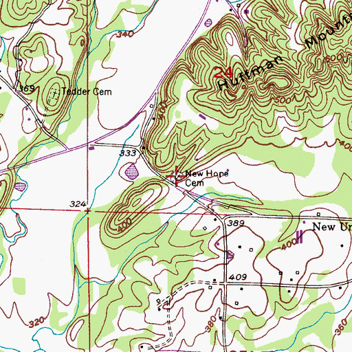 Topographic Map of New Hope Cemetery, AL