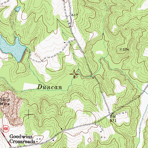Topographic Map of Duncan Creek Watershed Number 6b Reservoir, SC