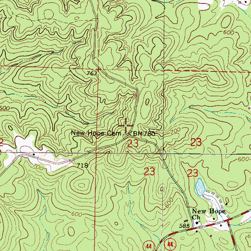 Topographic Map of New Hope Cemetery, AL