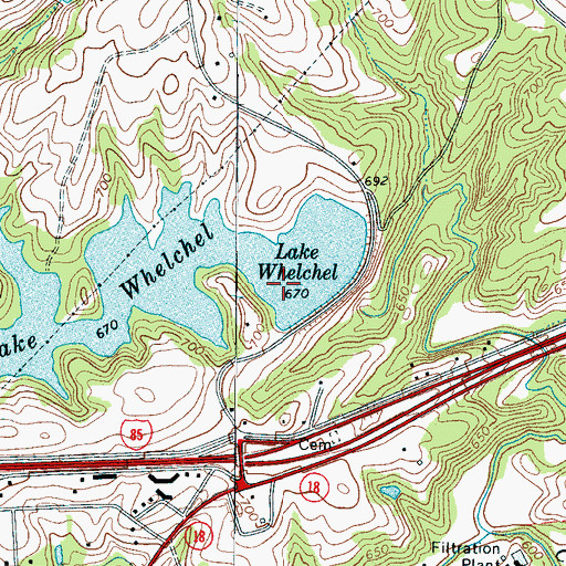 Topographic Map of Lake Whelchel, SC