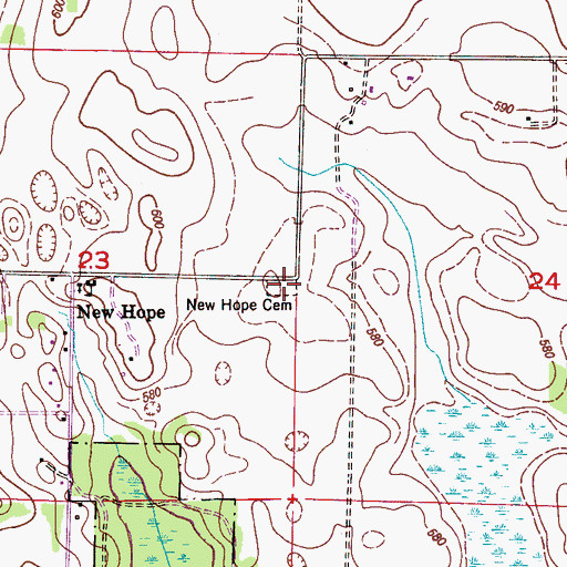 Topographic Map of New Hope Cemetery, AL