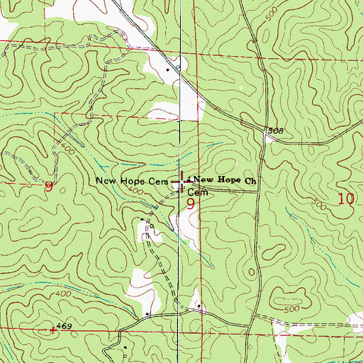 Topographic Map of New Hope Cemetery, AL