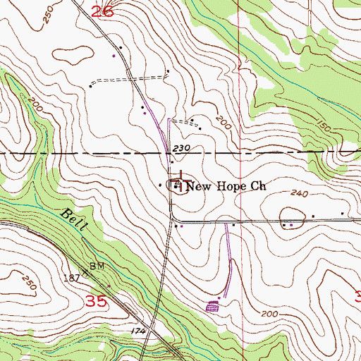 Topographic Map of New Hope Church, AL