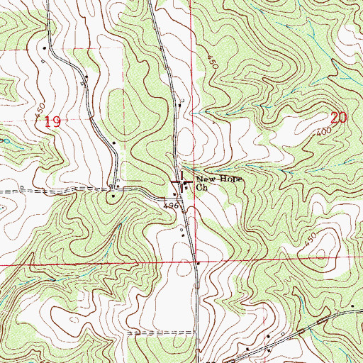 Topographic Map of New Hope Church, AL