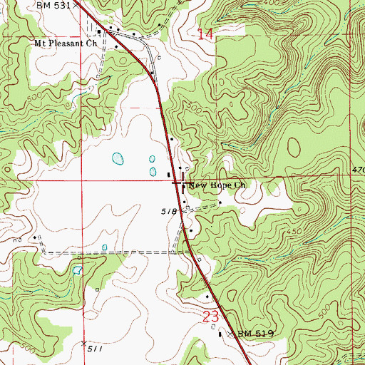 Topographic Map of New Hope Church, AL