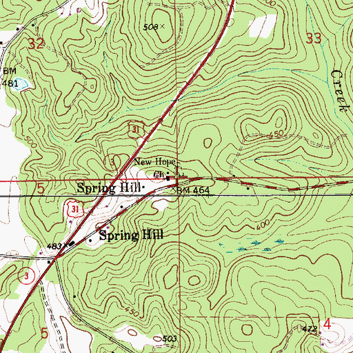 Topographic Map of New Hope Church, AL
