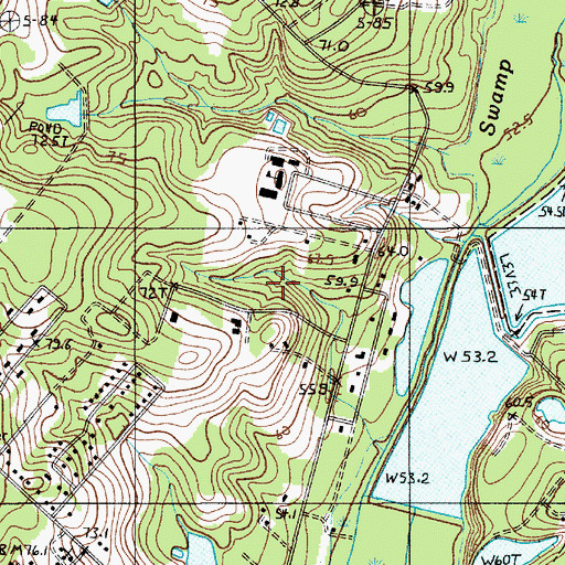 Topographic Map of South Carolina Noname 38007 Dam, SC