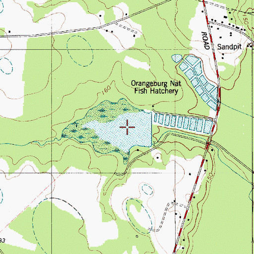 Topographic Map of County Hatchery Pond, SC