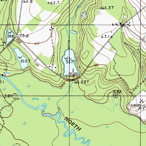 Topographic Map of South Carolina Noname 38011 D-3738 Dam, SC