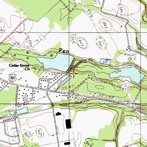 Topographic Map of South Carolina Noname 38016 D-3760 Dam, SC