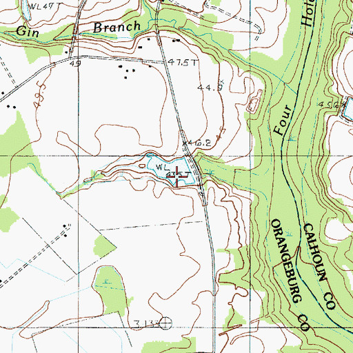 Topographic Map of South Carolina Noname 38021 D-3742 Dam, SC