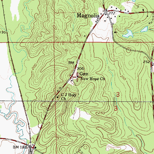 Topographic Map of New Hope Church, AL