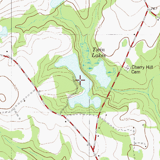Topographic Map of Twin Lakes, SC