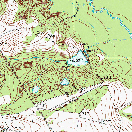 Topographic Map of South Carolina Noname 38052 D-3710 Dam, SC