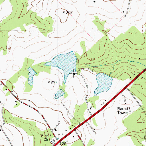 Topographic Map of South Carolina Noname 38057 D-3754 Dam, SC
