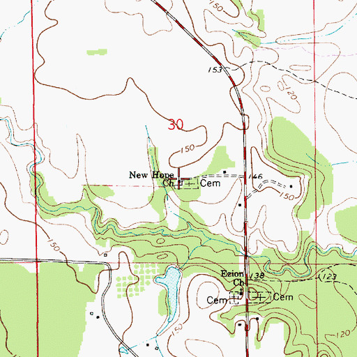 Topographic Map of New Hope Church, AL