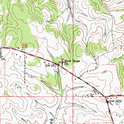 Topographic Map of New Hope Church, AL