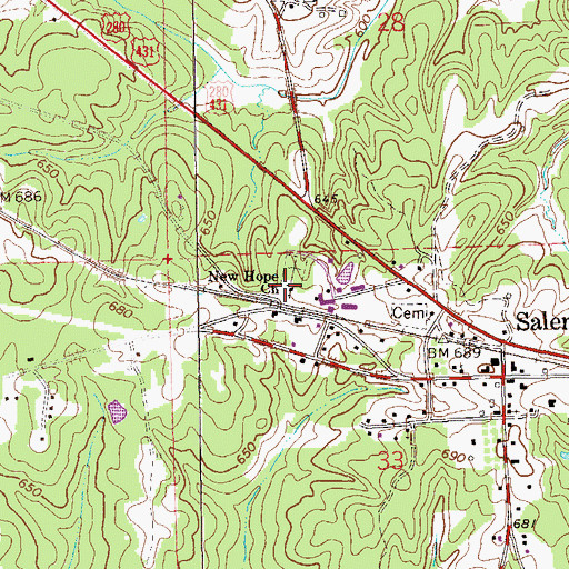 Topographic Map of New Hope Church, AL