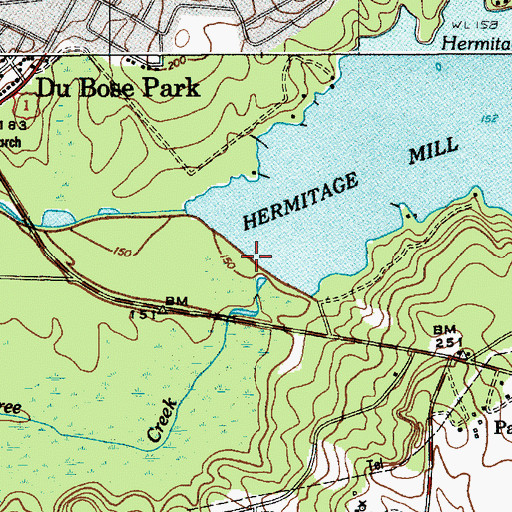 Topographic Map of Hermitage Mill Pond Dam, SC